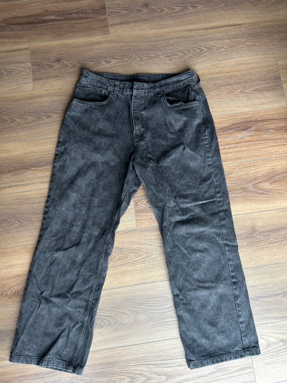 Charcoal Black Straight-Leg Denim Jeans
